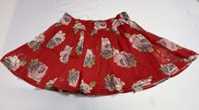 Abercrombie  Fitch Red Rose Floral Skater Mini Skirt Smocked Elastic Waist S