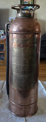 Vintage Empty  Chicago  Copper Fire Extinguisher