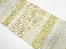 7344721: JAPANESE KIMONO / ANTIQUE FUKURO OBI / SILK / WOVEN FLOWER ARABESQUE