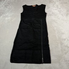 Tory Burch Dress Womens Small Black Wool Tank Mod Sleeveless Zipper Side Slit