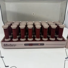 Windmere Gentle Curls 24 Velvet Flocked Hot Rollers Curlers Complete Clips Pink