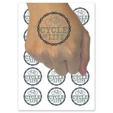 Cycle of Life Bike Riding Temporary Tattoo Water Resistant Fake Body Art Set