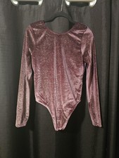 Victoria's Secret Sparkle Plum Velvet Long-Sleeve Bodysuit S