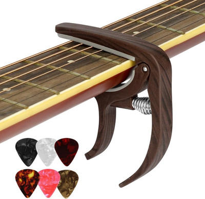 Kapodaster Gitarren Stimmgerät Gitarre Gitarrenzubehör Guitar Capo Mit 6 Plektre