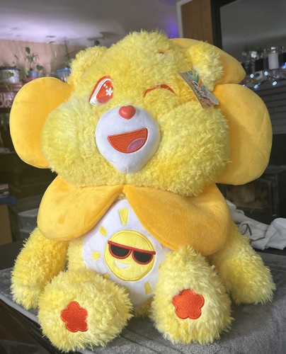Care Bears Funshine Bear Easter Spring Flower Dress Up Jumbo Plush 30" NWT - Picture 4 of 9