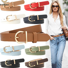 Women PU Leather Belt Thin Basic Fashion Waist Belt Ladies Casual