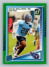 Kalel Mullings 2025 Donruss #378 Press Proofs Green Rookie Tennessee Titans