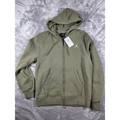 Jordan Full Zip Fleece Hoodie Jacket Mens Small Olive Green Jumpman NEW