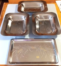 1 VASSOIO PIANO + 3 FONDI Gioielli Elegance Oro 24kt inox 18/10 Italy