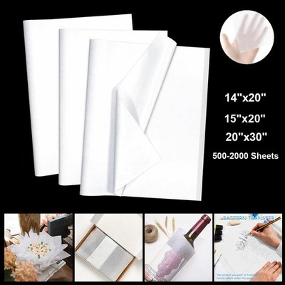 500-2000 Sheet White Tissue Paper 14''x20'' 15''x20'' 20''x30'' Gift Wrapping Packing