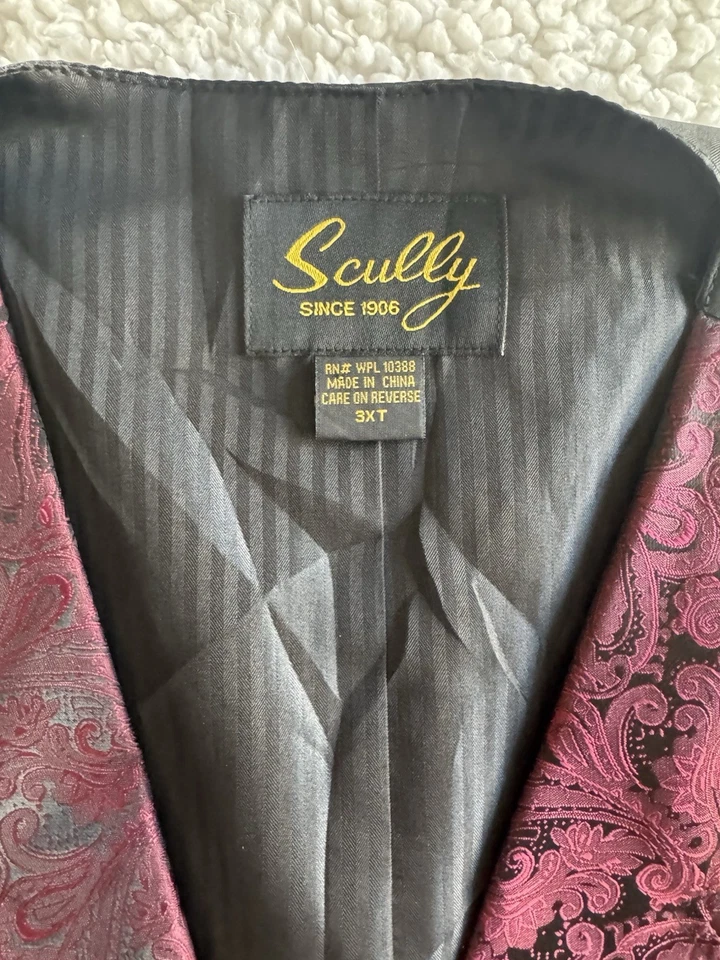 Chaleco Scully Para Hombre 3XT Rojo Negro Paisley Elegante Formal Foto 4 de 4