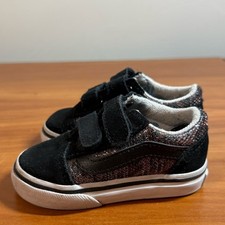 Vans Toddler Baby Old Skool Black Red Black Metallic Detail Hook Loop Closure