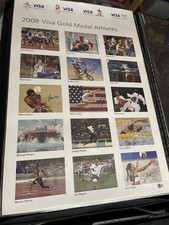 2008 VISA Gold Medal Olympics Poster x15 Athlete Autos Phelps Walsh Wagner COA