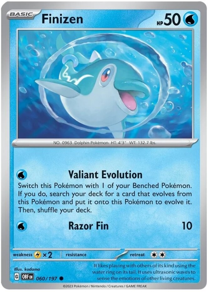 Finizen - 060/197 - Common (Near Mint) Obsidian Flames - Water Pokémon