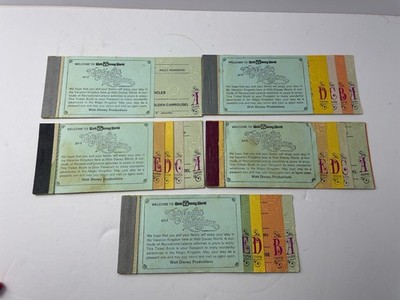 Vtg Walt Disney MAGIC KINGDOM Adult Tickets Book 1970s Lot  Partly Used