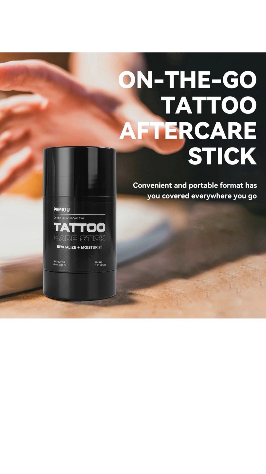 Pamiou Tattoo Aftercare Tattoo Butter Balm, On The Go Tattoo Care Stick, Port