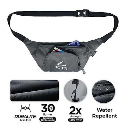 Men's Tactical Fanny Pack with Compass - Dark Grey Survival Waist Bag  