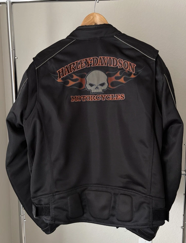 Chaqueta de motociclismo Harley Davidson de malla negra para hombre L Foto 2 de 4