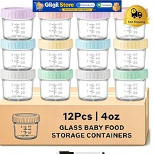 4 oz Glass Baby Food Jars - 12 Pack Airtight Storage Containers for Fresh Meals