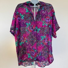 Vintage Gold Label Victoria's Secret Floral Paisley Satin Night Sleep Shirt M/L