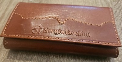 Sergio Tacchini Tan Leather Key Holder Buttoned Case