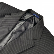 Stafford Men's 100 Wool 2-Button Blazer Black Stripe 42R