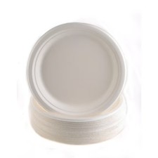 7" in. Natural SugarCane Compostable Bagasse Bamboo Dessert Plates 50pcs