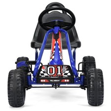Topbuy 4-Wheel Kids Pedal Powered Ride on Go Kart Blue