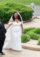 David’s Bridal Studio Dress Strapless, Chic, Simple, Elegant, Soft White 20W