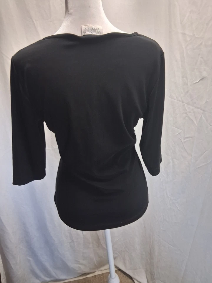 Willi Smith Vintage Cuello Cuadrado Mujer Mediano Bebé Muñeca Top Negro Ajustado Y2K Foto 3 de 4