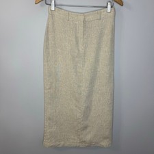 Reformation Gia Linen Midi Skirt Beige Classic Casual Wardrobe Women's 4P
