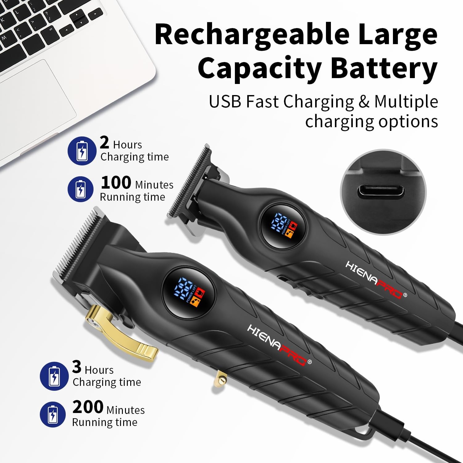 HIENA PRO Professional Hair Clipper Set & Trimmer Kit for Men, Rechargeable... 