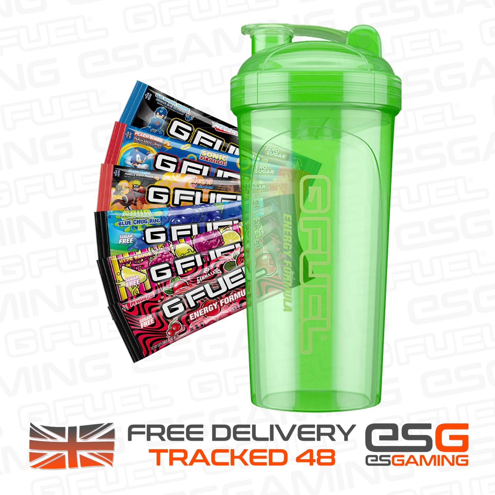 G Fuel Colossal Green Starter Kit | Shaker Cup & 6 Sachets | Energy Drink | UK
