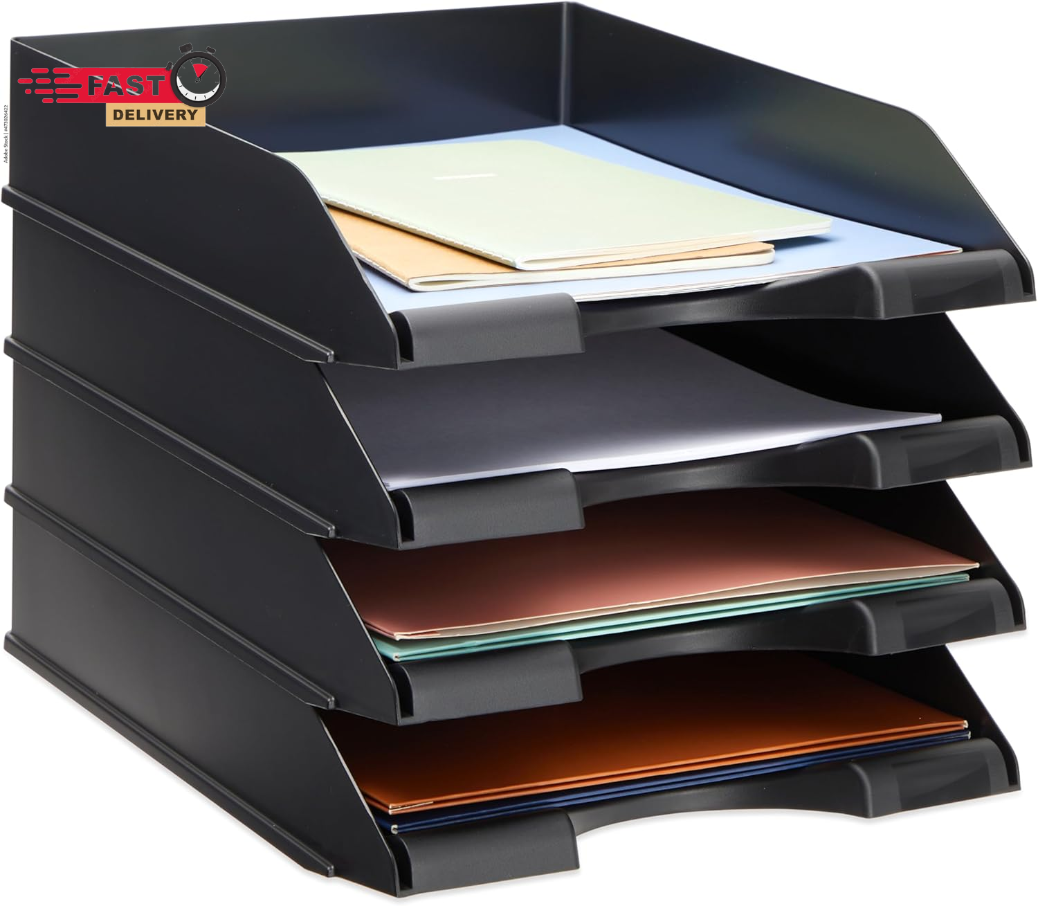 Stockroom plus Letter Tray - Stackable Desk Organizer Trays - Desktop File Organ-image