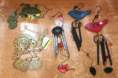 LOT OF 5 WIND CHIME BIRDS CARDINAL SNAIL TURTLE / WRONGWAY052
