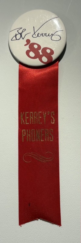 1988 Bob Kerrey for Senate pinback Campaign Button with Red Ribbon