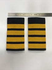 3 Yellow Gold Dark Navy Shoulder Epaulette - Slide On - Made In USA - 4  x2-1/4  