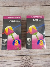 SEALED Lot of (2) Blank Memorex HS T-120 6 hrs High Standard VHS Tapes