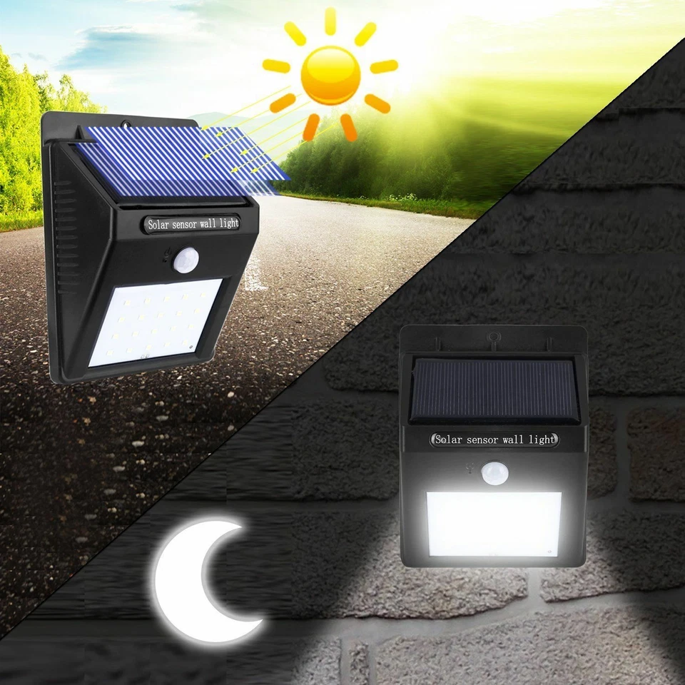 4x 20 LED Solar Power Wall Light Waterproof Outdoor PIR Motion Sensor Path Lamp - Image 3 of 4