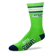 Seattle Seahawks NFL 4-Stripe Deuce Crew Socks Medium 5-10 FREE SHIP!