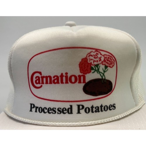 Sombrero de camionero vintage clavel Snapback granja procesado papas blanco años 80 - Imagen 5 de 10