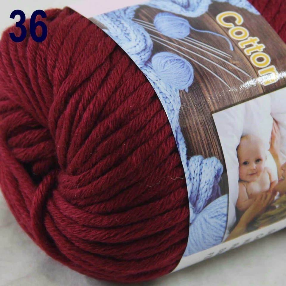 Sale New 8Skeinsx50gr Soft 100% Cotton Chunky Super Bulky Hand Knitting Yarn 36 - Image 4 of 4