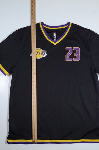 Maglia NBA LA Lakers uomo XL Lebron James #23 riscaldamento nera scollo a V - Foto 5 di 6