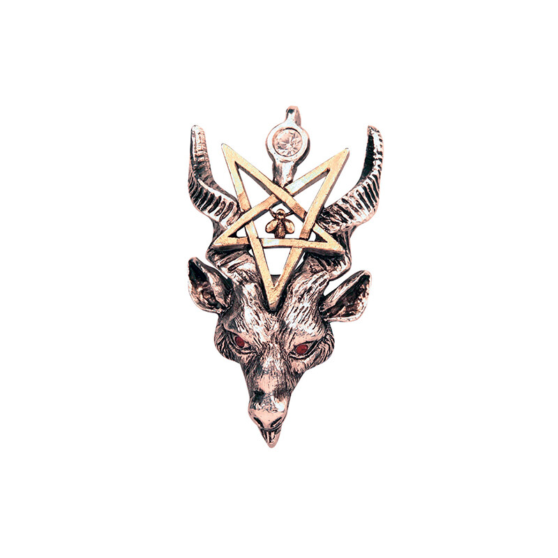 Pendentif talisman Bathomet de la Collection Forbidden en étain argenté noir