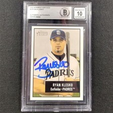 Ryan Klesko autograph signed 2003 Bowman Heritage #9 card Padres BAS 10 auto