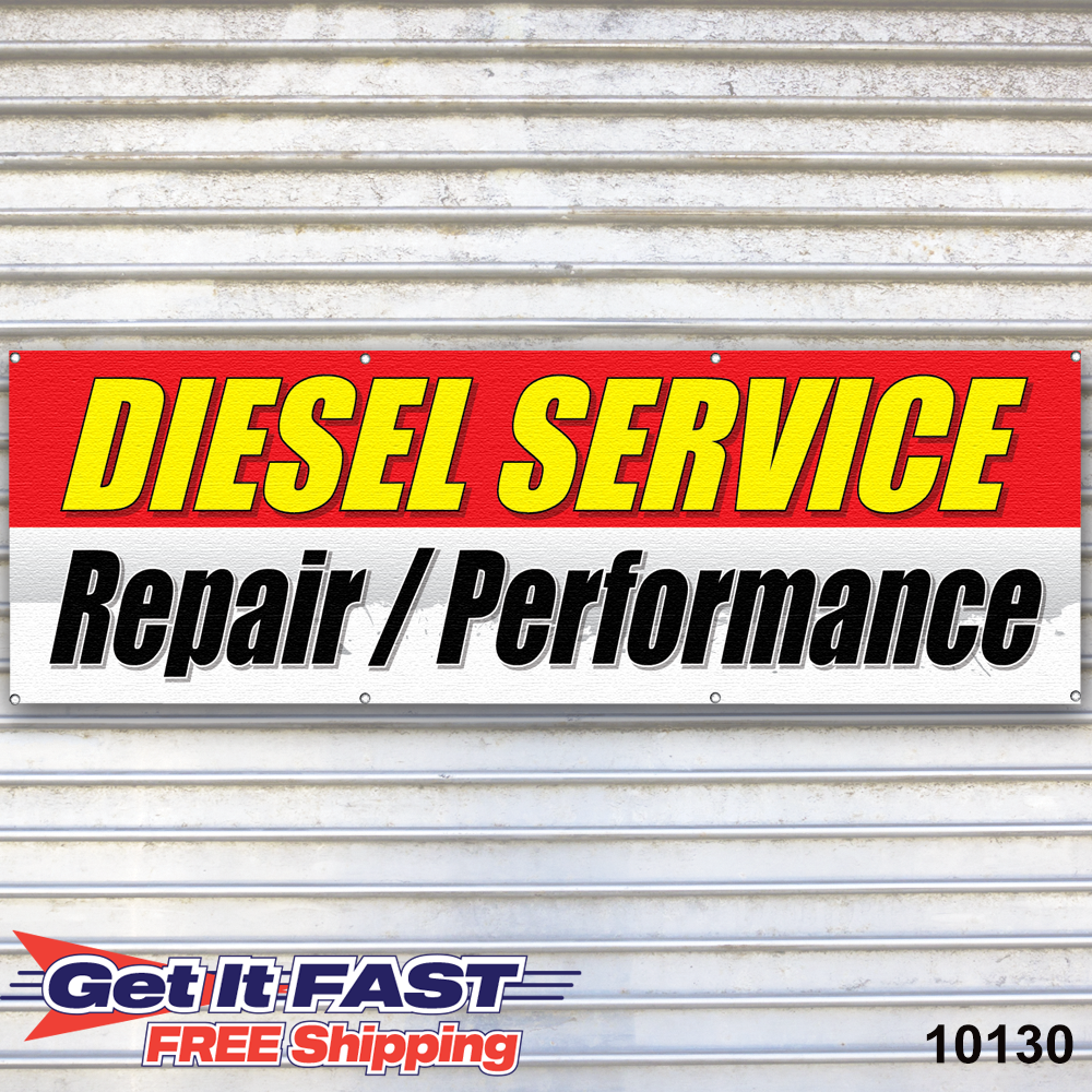 Diesel Auto Repair Tire Service Banner Sign for Garage or Service Bay  