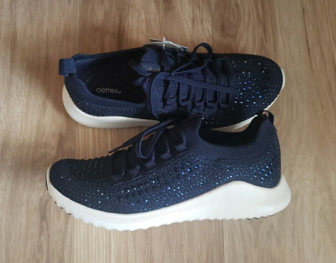 Aetrex® Carly Sparkle Mesh Sneaker with Built-In Orthotic System