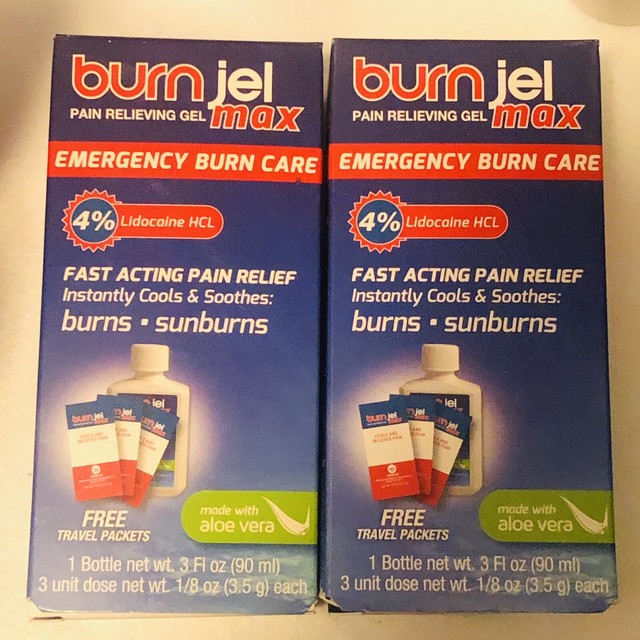 2 Burn Jel Max, Emergency Burn Care/Pain Relief Gel, 3oz 05/19 eBay