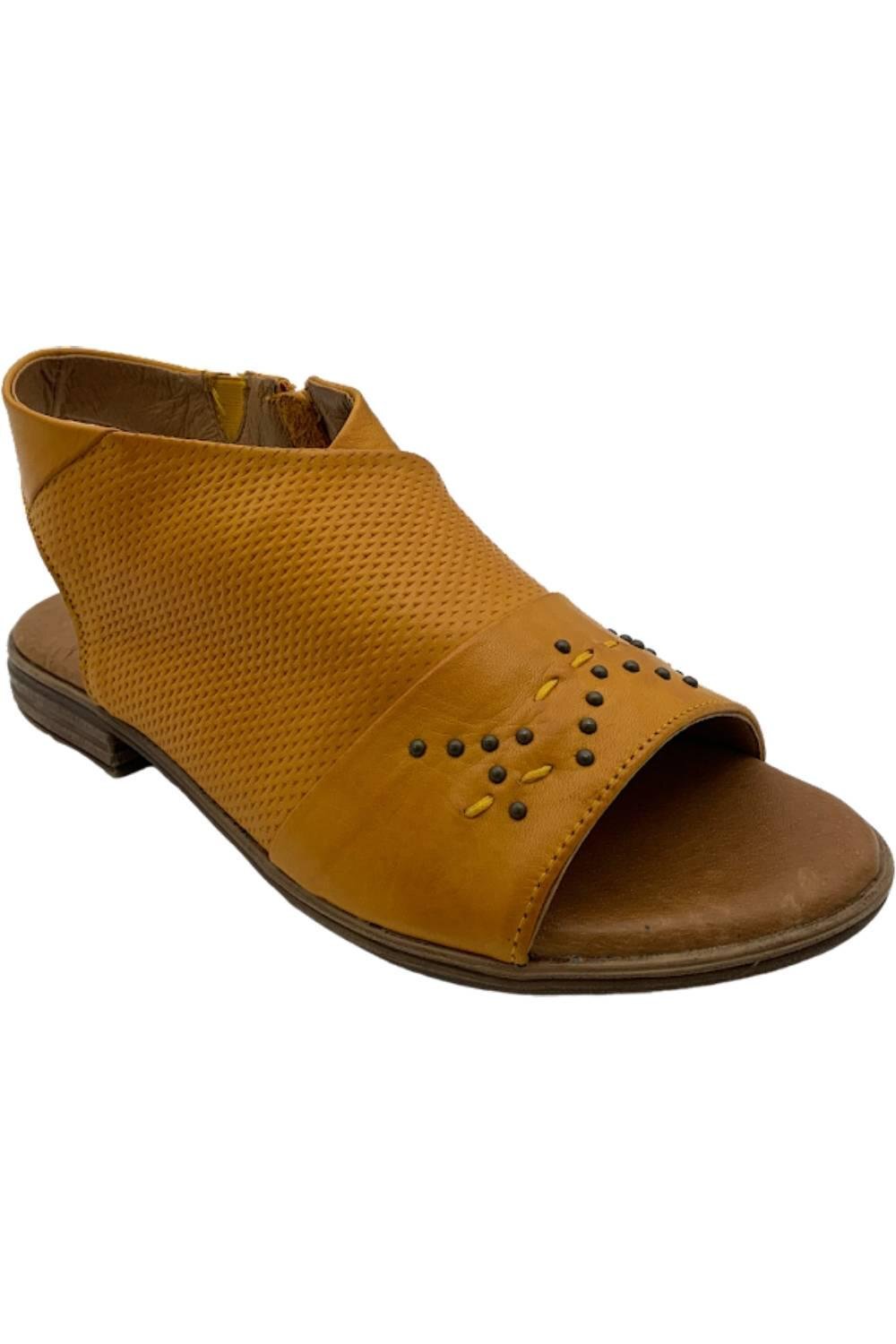 Miz Mooz Leather Wide Width Side-Zip Sandal Darcie Ochre 10490₽