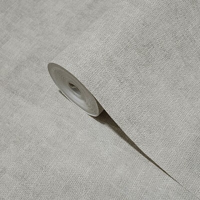 Grayish Off white plain faux woven thread Basketweave fabric textured Wallpaper